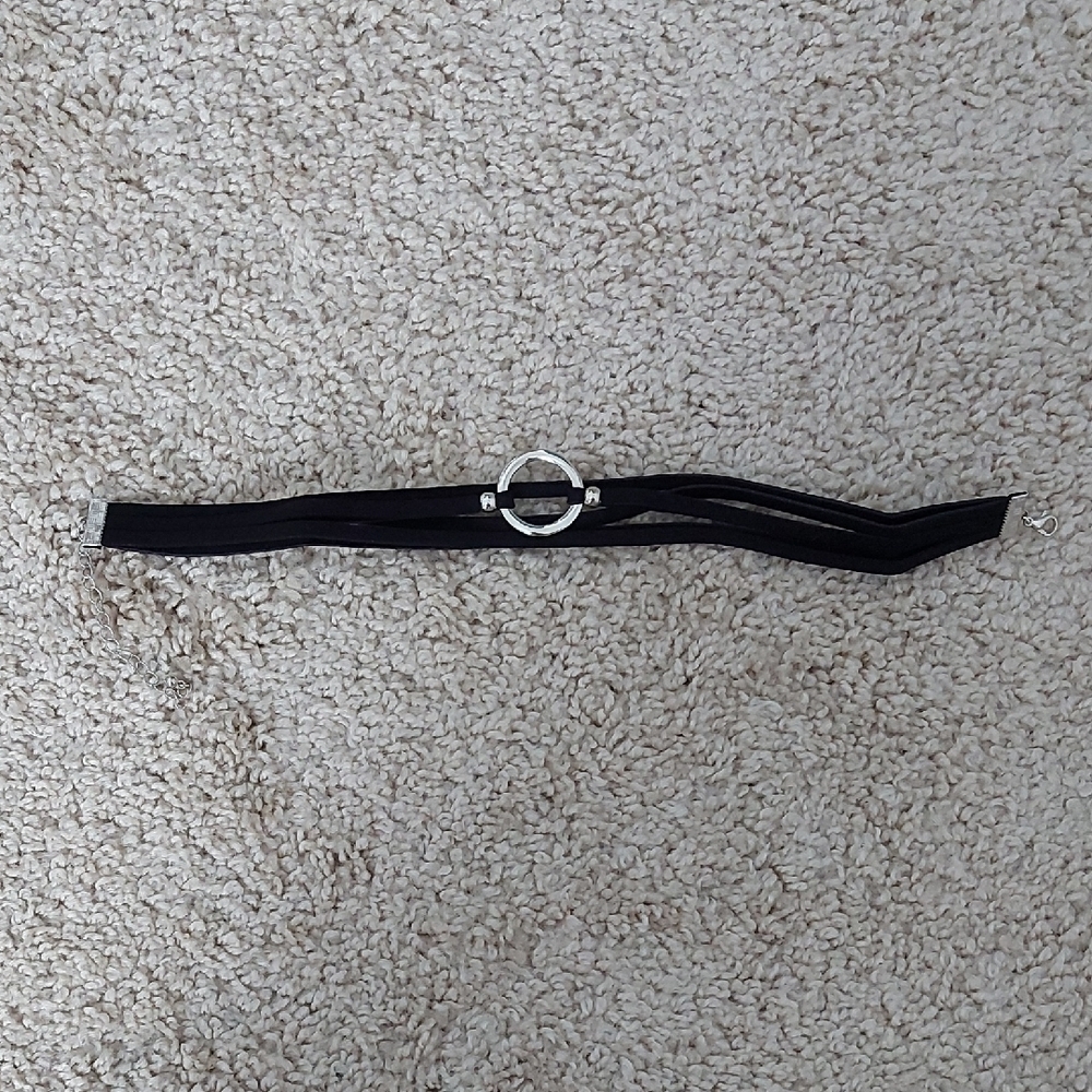 Black Choker Necklace with Silver Accent